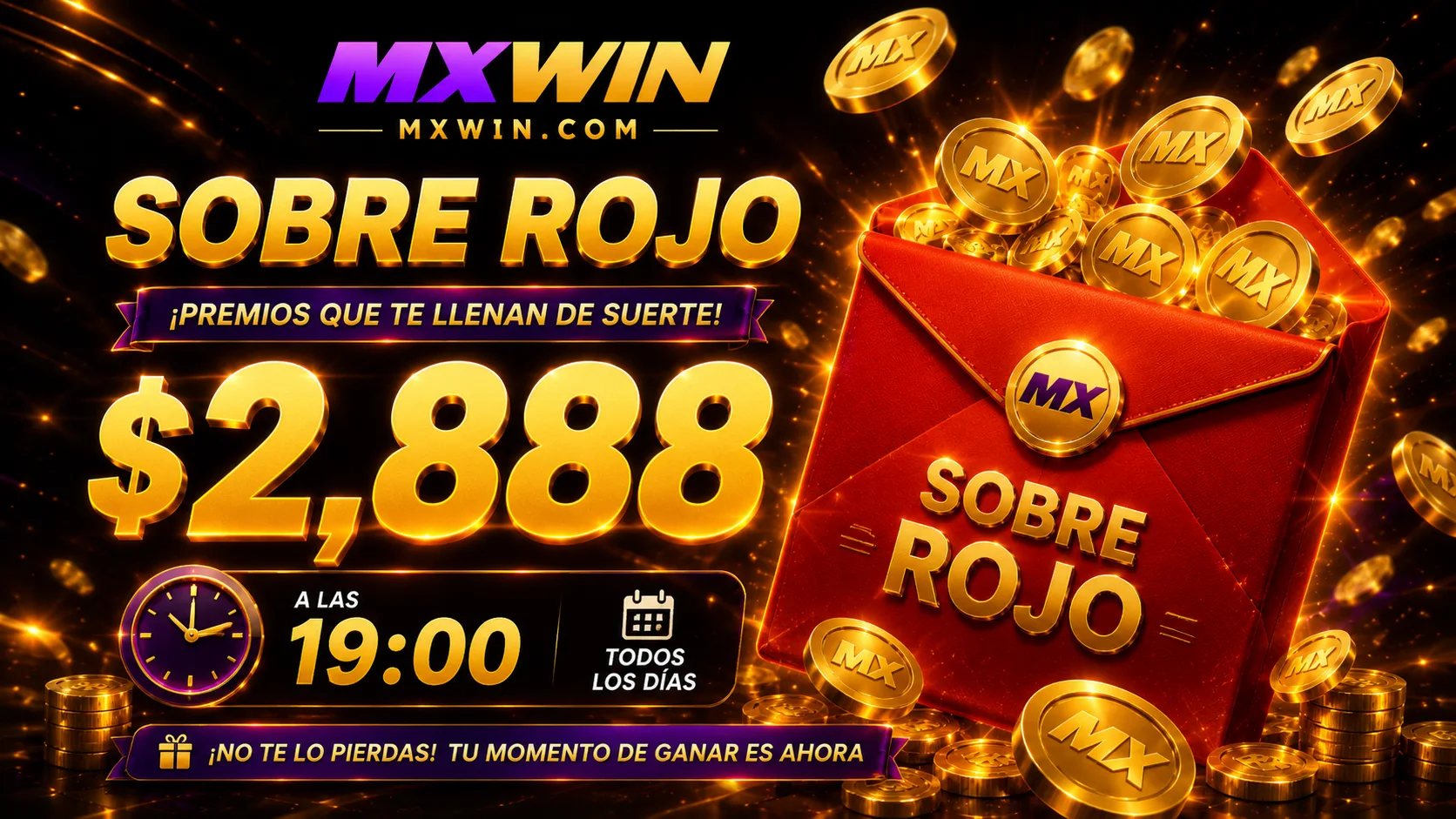 Promoción Sobre Rojo Diario de mxwin con bono de hasta 2,888 pesos